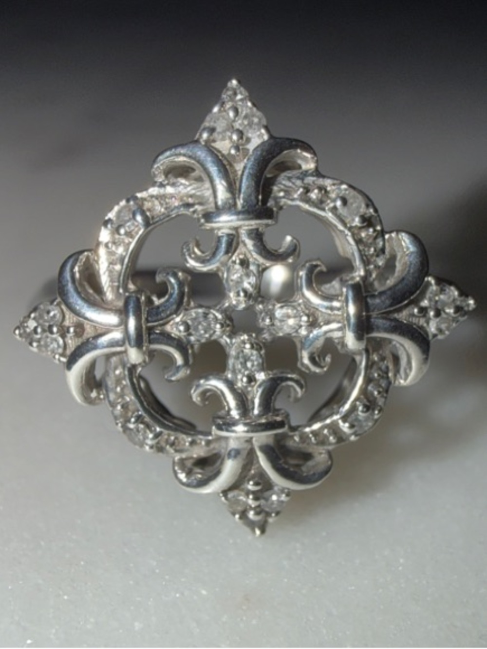 .925 Sterling Intricate Silver Filigree Floral Ring